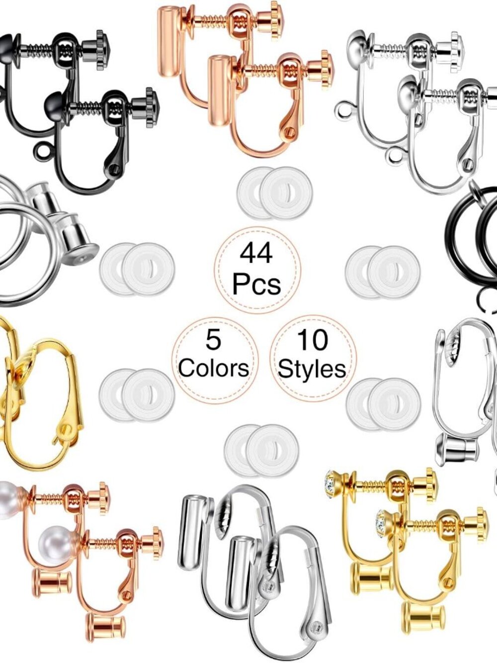 10 Pairs Clip on Earring Converters with Post for Unpierced Ears